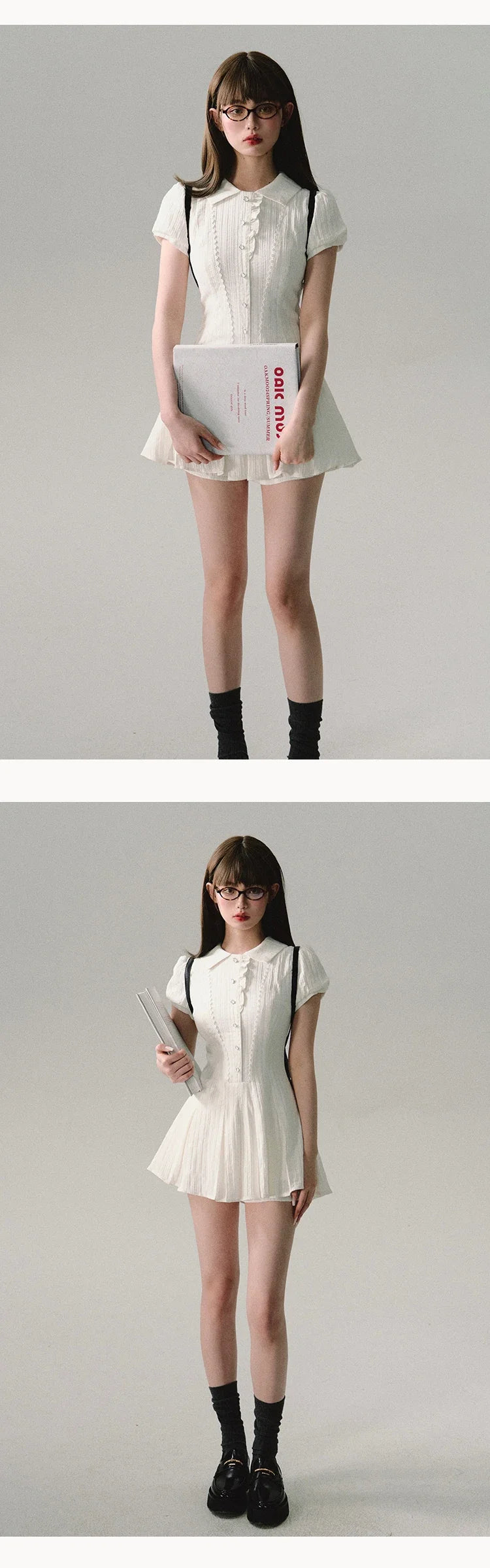 High Quality Dress A-line Elegant Sexy Lace Short Sleeved Shirt Skirt Commuting College Style Decoration Retro Dress Vestido Y2k