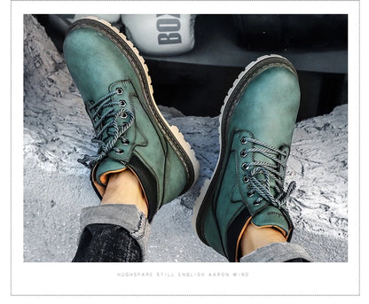 Casual Shoes For Men Autumn Winter Warm Fur Plus Comfortable Retro Boots Wear-Resistan Leisure Vintage Style Boots Men