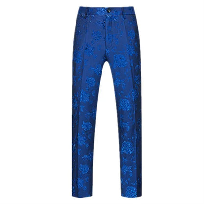 New Men Luxury Jacquard Suit Pants Fashion Wedding Party Groom Dress Trouser