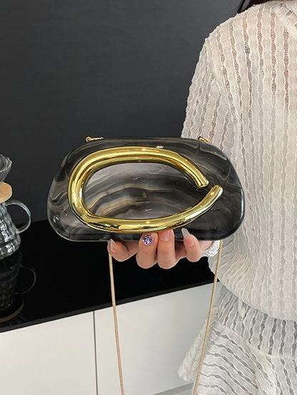 Women's Sealed Box Shaped Acrylic Clutch Fashion Dinner Wedding Party Handbag Elegant Luxury Designer Crossbody Shoulder Bag