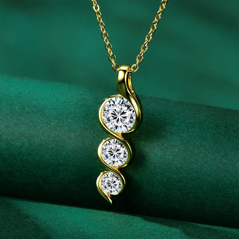 GRA Certified Moissanite Twisted Bowknot Pendant Necklaces for Women S925 Sterling Silver Jewelry Chains Wedding Gifs