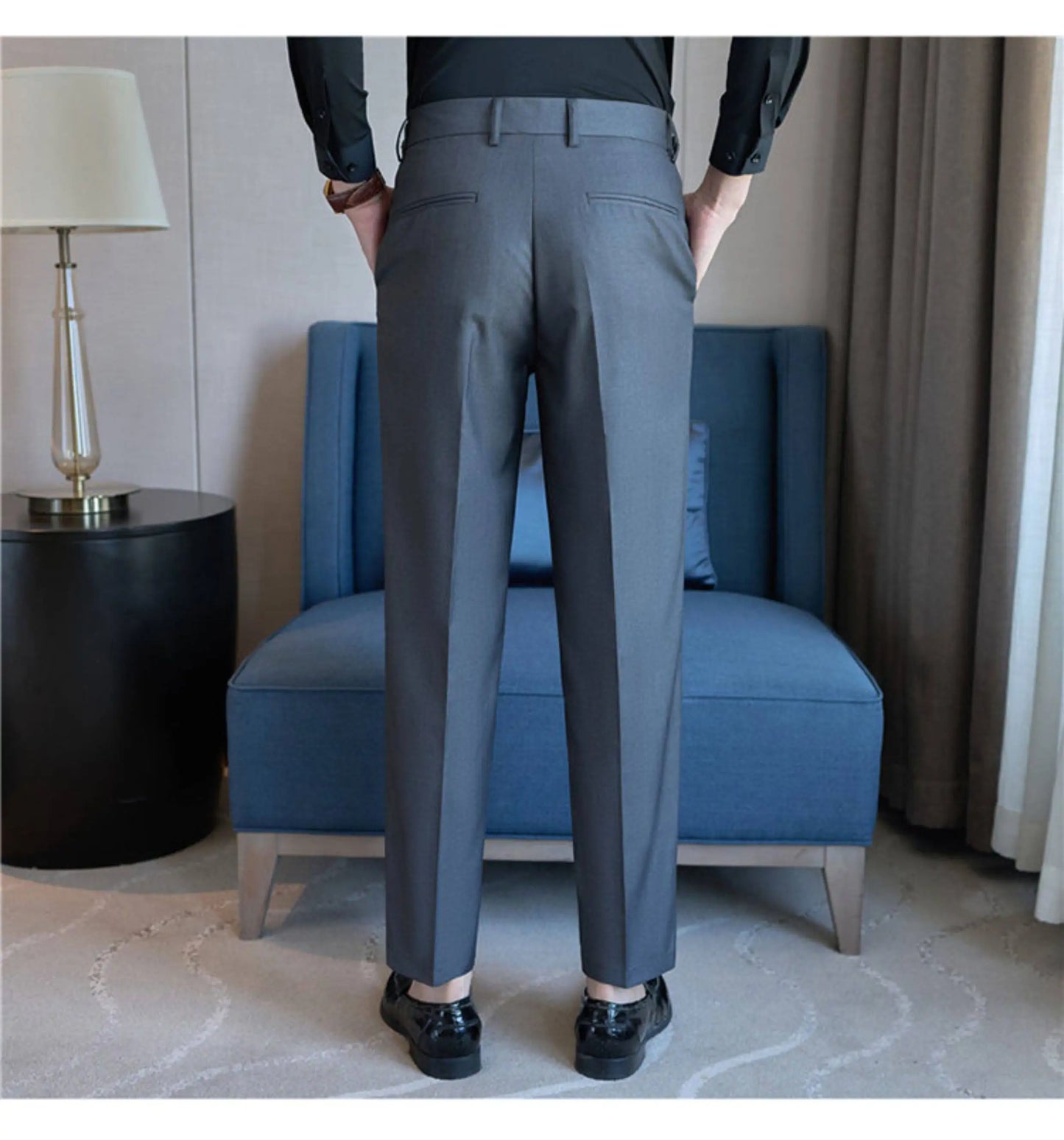 Neapolitan Fashion Business Casual Pants Men's Straight Leg Slim Fit Suit Pants Formal Office Social Wedding Dress Pants