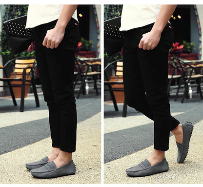 Men's Casual Fashion Genuine Leather Loafers Moccasins Slip-On Driving Shoes 38-50 Size Range Male Flats Comfort Footwear