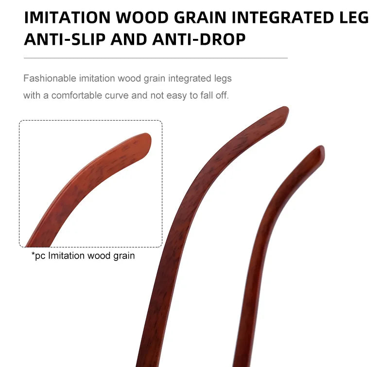 2026 Wooden Rimless Sunglasses Women Trendy Vacation Sunscreen Square Sunglass Men Luxury Vintage Retro Fashion Glasses Occhiali