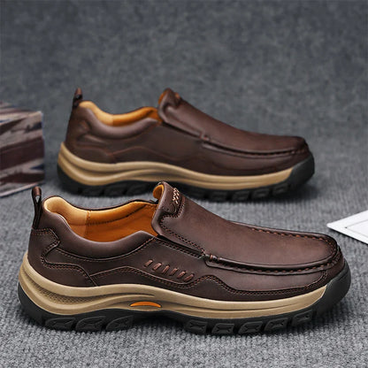 Men's Hand-Stitched Fashion Loafers, Solid Color Low-Top Casual Shoes, Simple Trendy Slip-On Sneakers, Men's Shoes for All Seasons, Daily Office Business Shoes, Large Size Men's Shoes