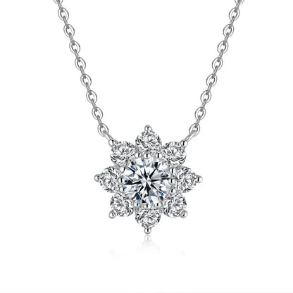 Moissanite Necklace Flower Pandent GRA Certified s925 Sterling Silver Plated 18k White Gold Fashion Necklaces for Women