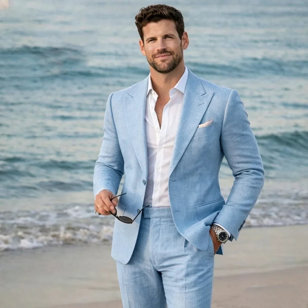 Linen Summer Suit Separates for Men 2 Pieces Wedding Groom Tuxedo Custom Blazer with Pants for Beach Destination Party 2026