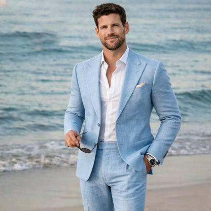 Linen Summer Suit Separates for Men 2 Pieces Wedding Groom Tuxedo Custom Blazer with Pants for Beach Destination Party 2026