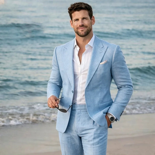 Linen Summer Suit Separates for Men 2 Pieces Wedding Groom Tuxedo Custom Blazer with Pants for Beach Destination Party 2026