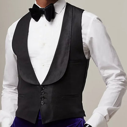 Men Vest White With Lapel Single Button Solid Waistcoat For Wedding Party Banquet Business Work Daily Casual Men Suit Vest