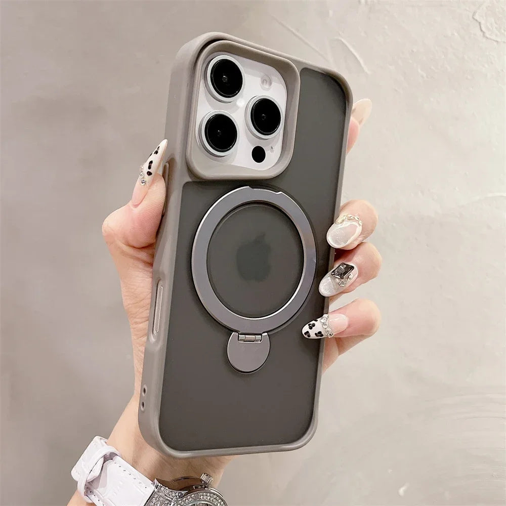 Luxury Magnetic for Magsafe Bracket Stand Phone Case for iPhone 13 15 16 Pro Max 12 14 Plus Folding Stand Shockproof Back Cover