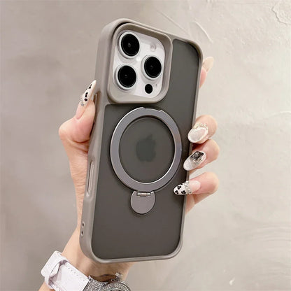Luxury Magnetic for Magsafe Bracket Stand Phone Case for iPhone 13 15 16 Pro Max 12 14 Plus Folding Stand Shockproof Back Cover