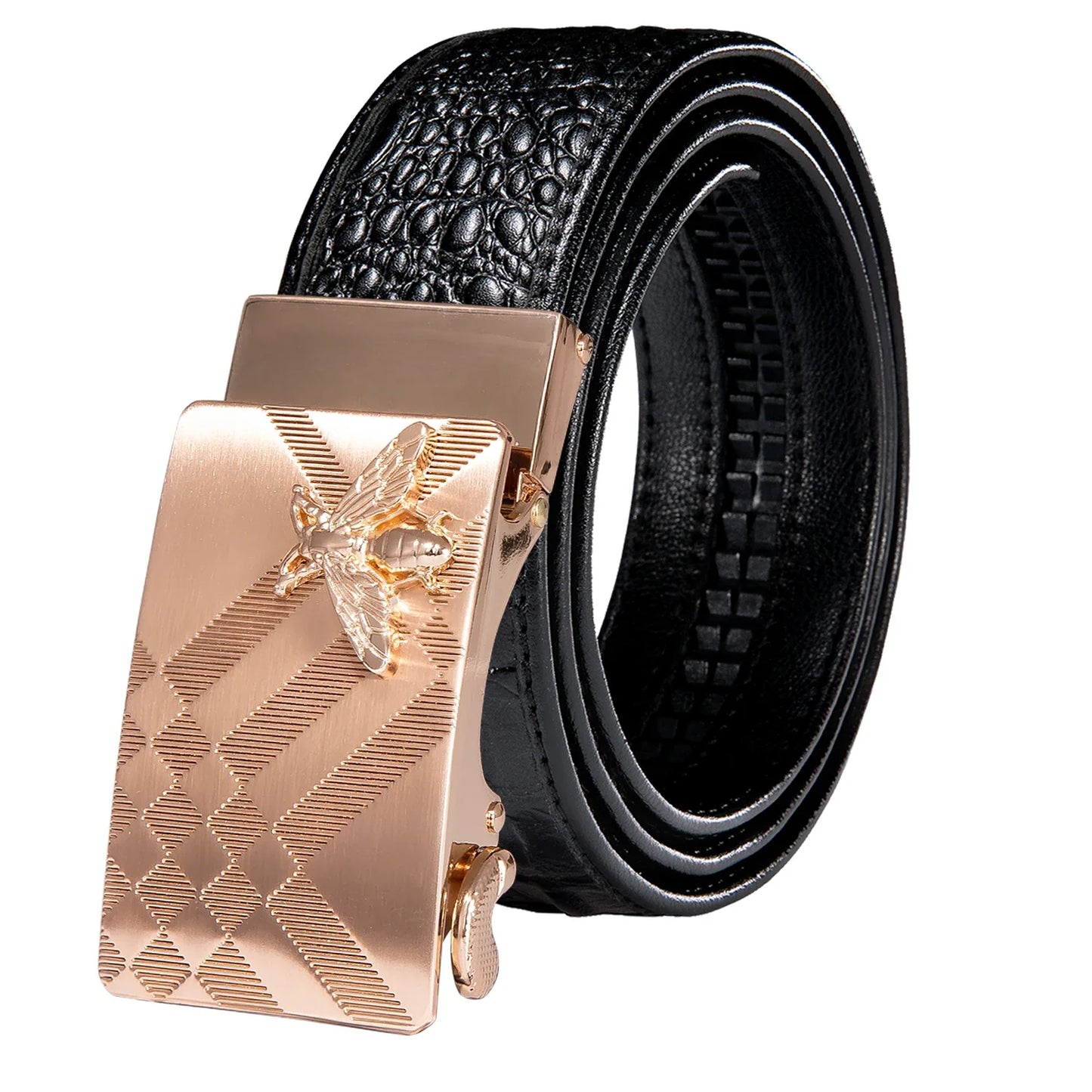 Crocodile Designer Luxury Genuine Leather Belts for Men Casual Jeans Belt Strap Gold Automatic Buckle Black Belt PD-2036