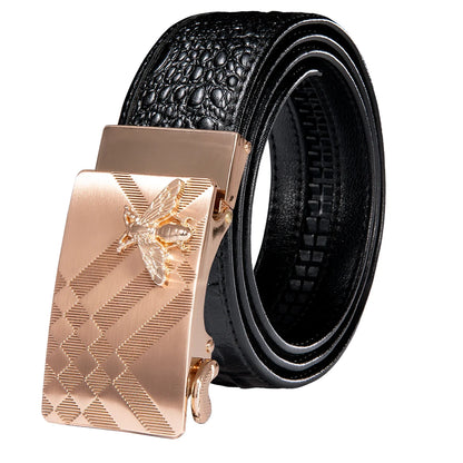 Crocodile Designer Luxury Genuine Leather Belts for Men Casual Jeans Belt Strap Gold Automatic Buckle Black Belt PD-2036