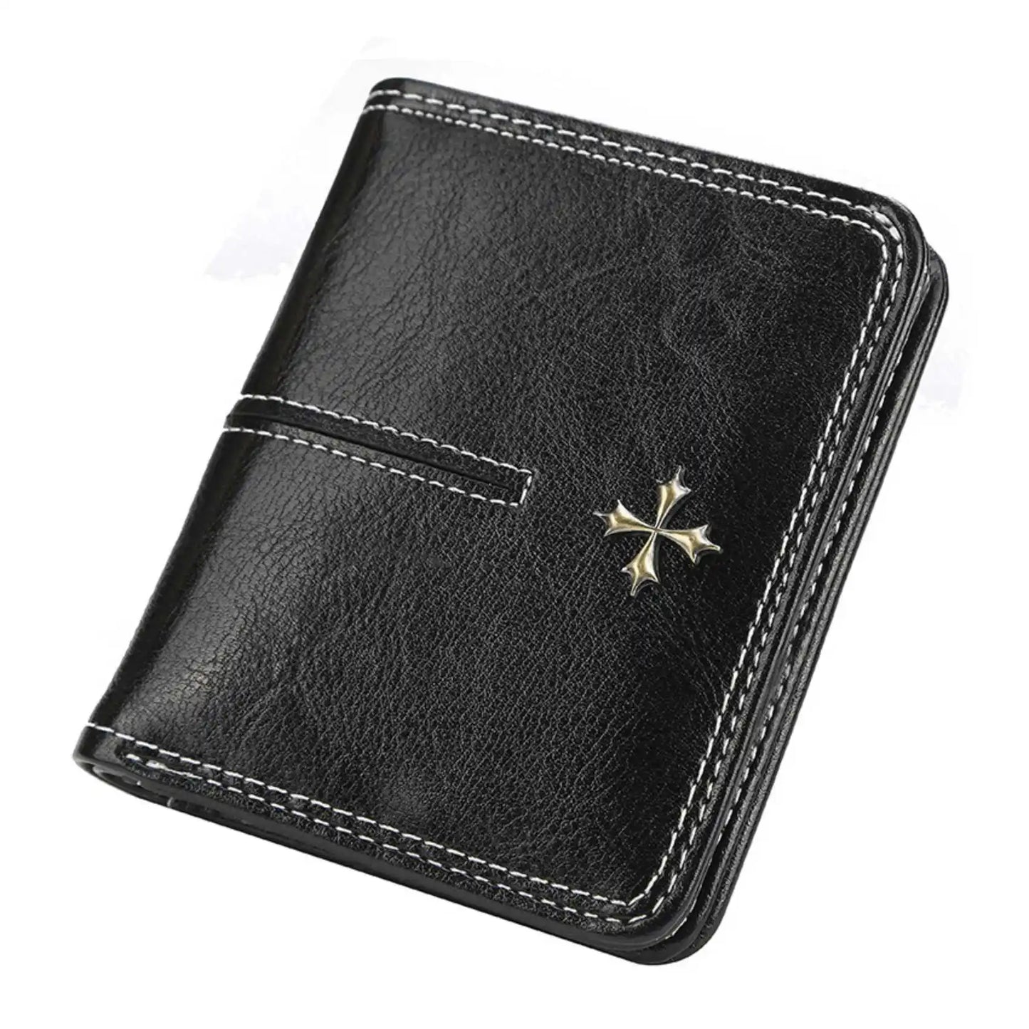 Portefeuille court en PU ciré huilé pour femmes, porte-monnaie multi-cartes avec fermeture éclair, sac tout-en-un