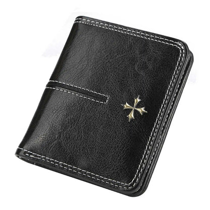Portefeuille court en PU ciré huilé pour femmes, porte-monnaie multi-cartes avec fermeture éclair, sac tout-en-un