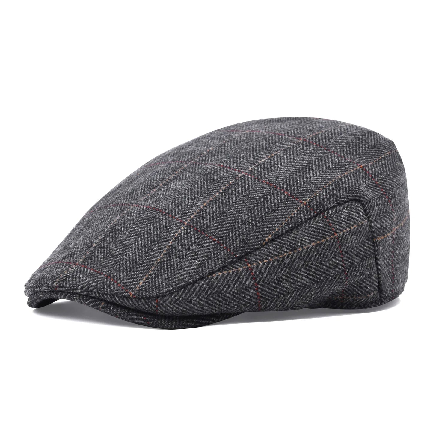 Men's Herringbone Flat Ivy Newsboy Hat Wool Blend Gatsby Cabbie Cap