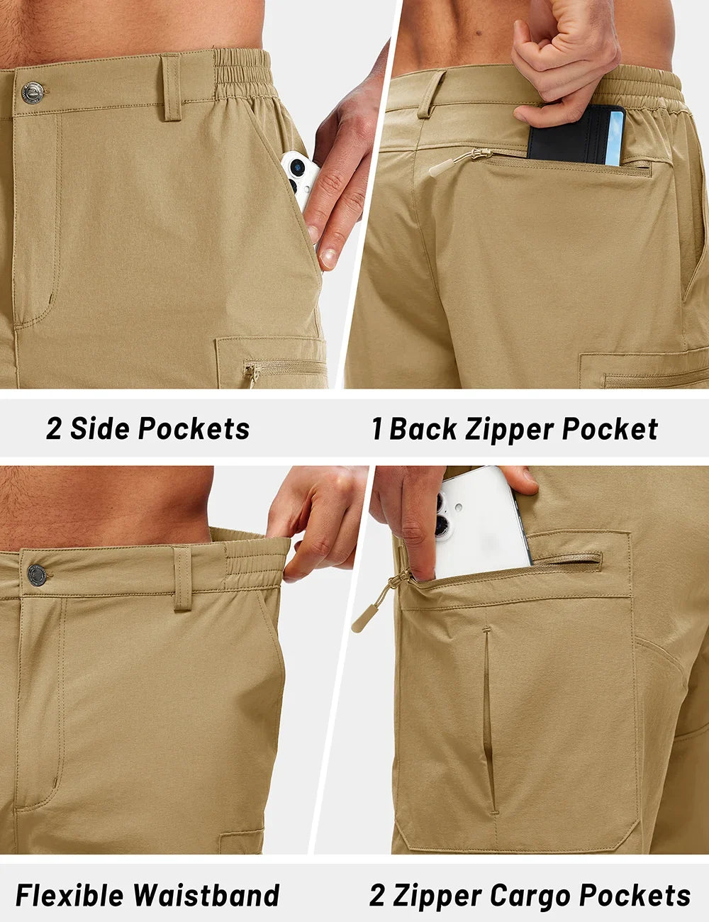 Men's Hiking Cargo Shorts 9" Quick Dry Lightweight Water Resistant Nylon Shorts Summer Casual Golf Work with 5 Pockets