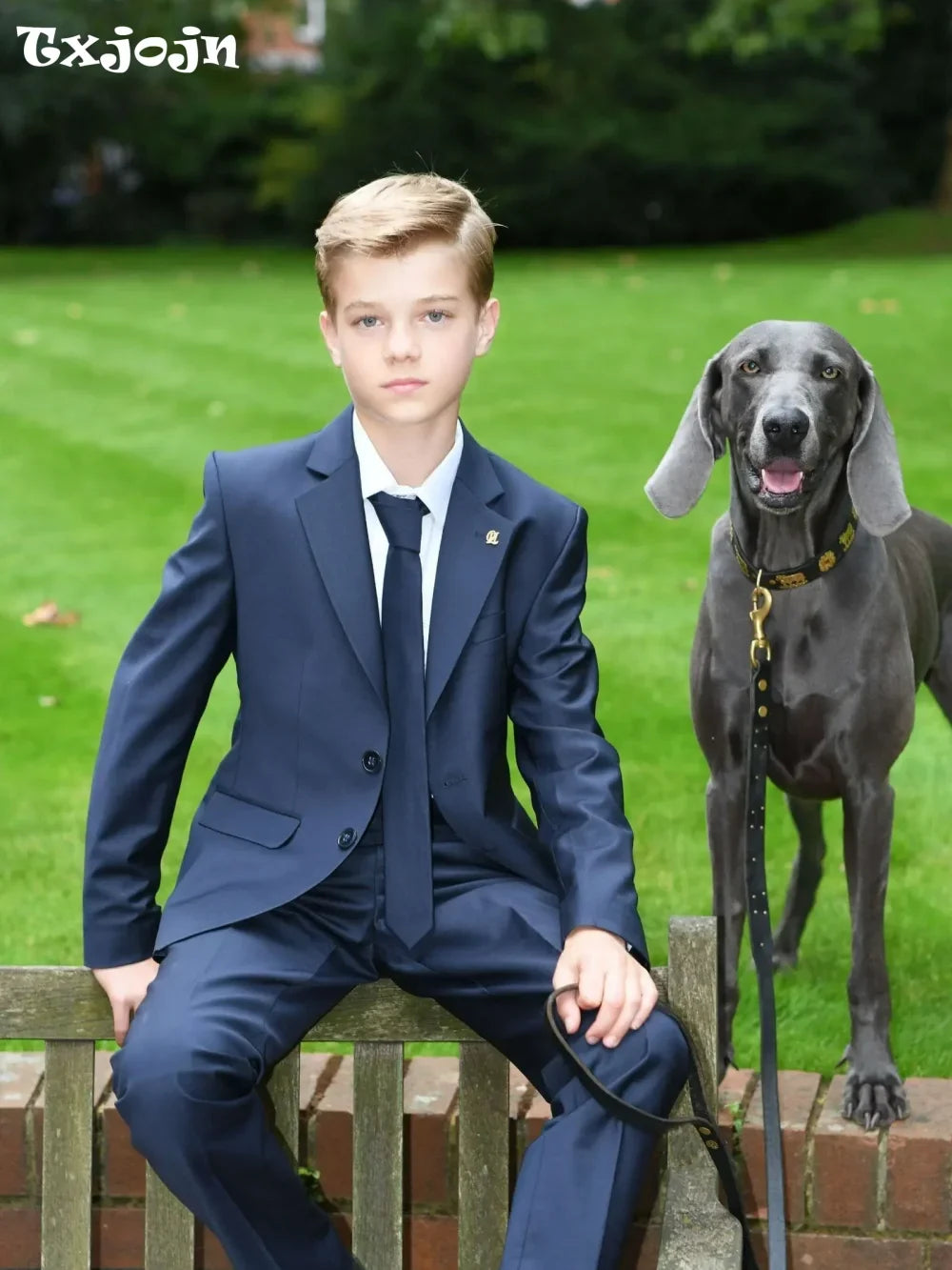 Fast Delivery Navy Boys Lapel Suits Classy Stylish Kids Formal Suit Set Formal High Quality Child Tuxedo For Piano Performance