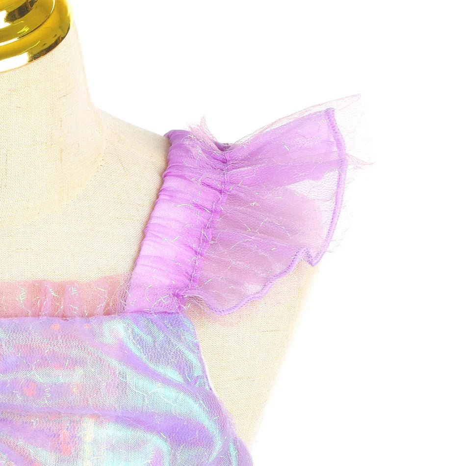 Mermaid Dress for Girl Charm Princess Cosplay Sequin Bling Costume for Kids Girl Fish Beauty Birthday Party Halloween Clothing