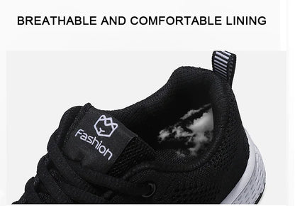 Women Casual Shoes Breathable Walking Mesh Lace Up Flat Shoes Sneakers Women Tenis Feminino Pink Black White