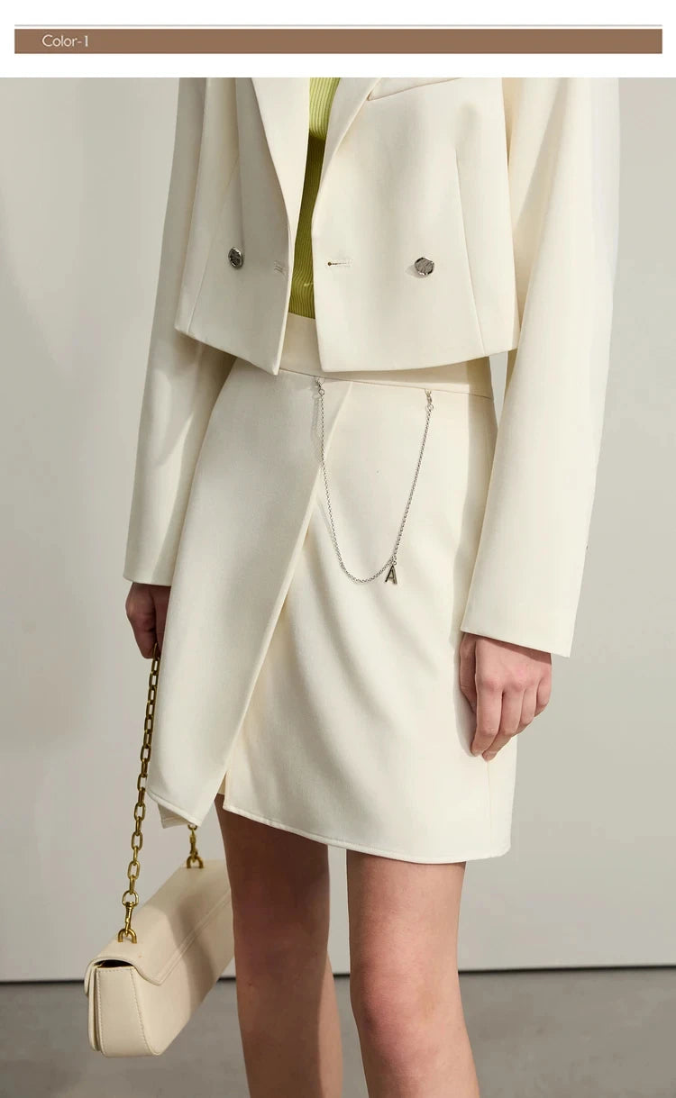 Minimalism Casual Shorts Skirts Women High Rase 2024 Autumn New Fashion Commuter Lady Straight Blazer A-Line Skirt 12343035