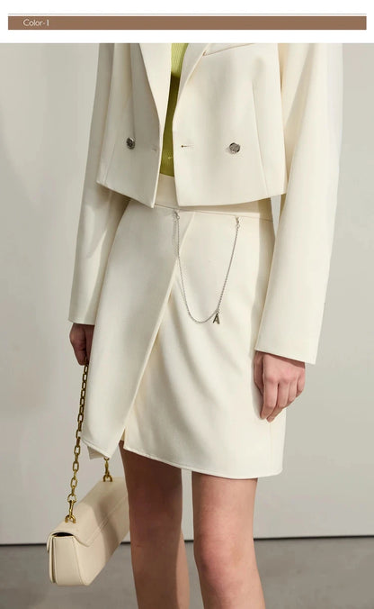 Minimalism Casual Shorts Skirts Women High Rase 2024 Autumn New Fashion Commuter Lady Straight Blazer A-Line Skirt 12343035