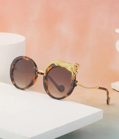 2025 Steampunk Metal Leopard Sunglasses Women Men Personalized Round Frame Sun Glasses Ladies Sunshade UV400 Gafas De Sol