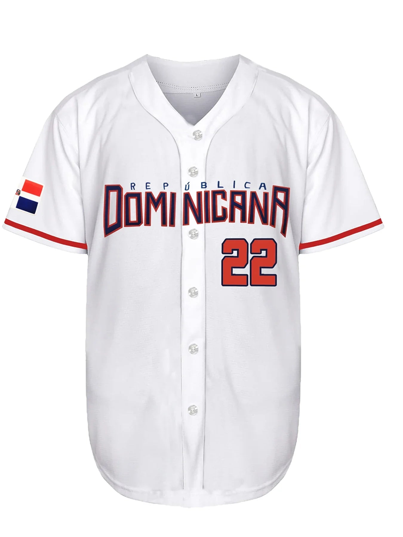 Men's 22 Dominicana Baseball Jerseys 90s Hip Hop Button Down Baseball Shirts for Party Stitched