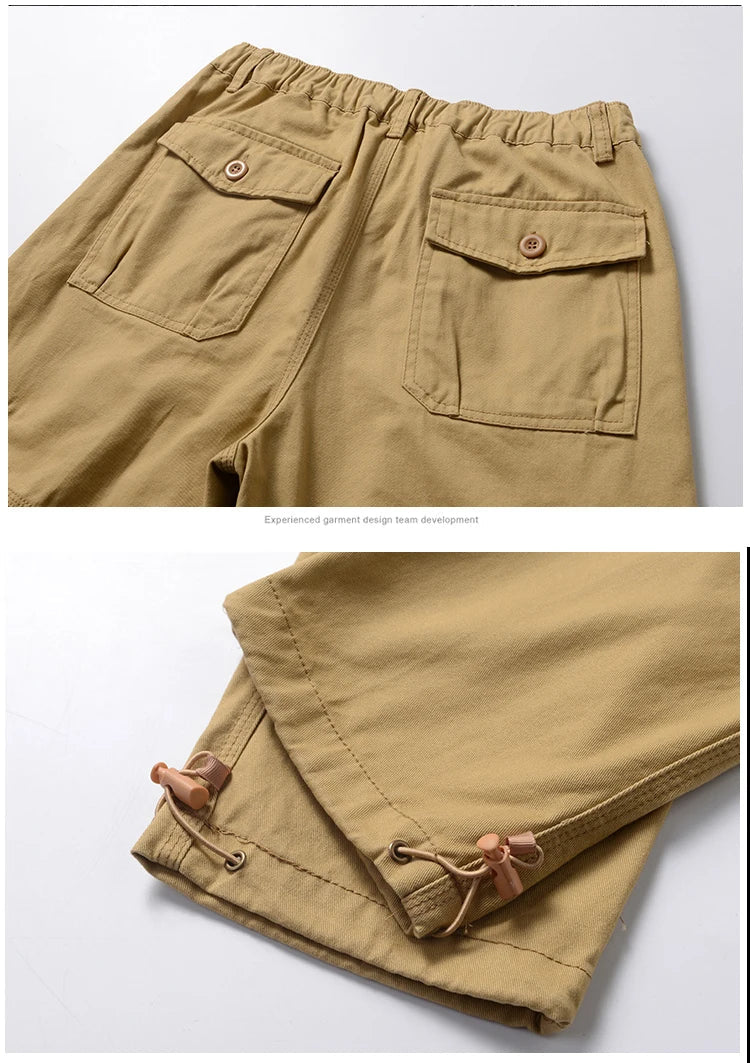 High Quality Men's Tactical Pants Elastic Waist Cargo Large Size Cotton Pants Multi-Pocket Trousers Sports Training Work Pants