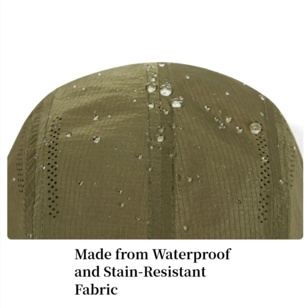 Waterproof Nylon Mesh Flat Top Baseball Cap for Men Women Suitable for Outdoor Sports Running Cycling Golf and Casual Wear