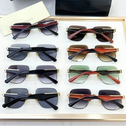 The Magic I Rimless High Street Sunglasses Big Square Germany Trendy Alloy Acetate UV400 Top Quality Outdoor Unisex with Case