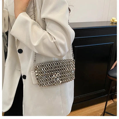 PU Sense of Luxury Solid Color Evening Bags Hollow Out Temperament 2025 Hot Sale Ladies Bags Versatile Fashion Shoulder Bags