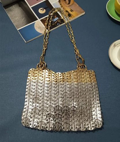 Women's Bag Designer Handbag Aesthetic Bags Hand Woven Metal Gold Silver Splicing Clutch Luxury Holiday Shoulder Bag Tote Bag