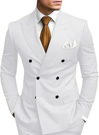 Man 2 Piece Outfit Set Double-breasted, Double-slit Suit for  Wedding Dresses Stage Costume Graduation Casual Suit