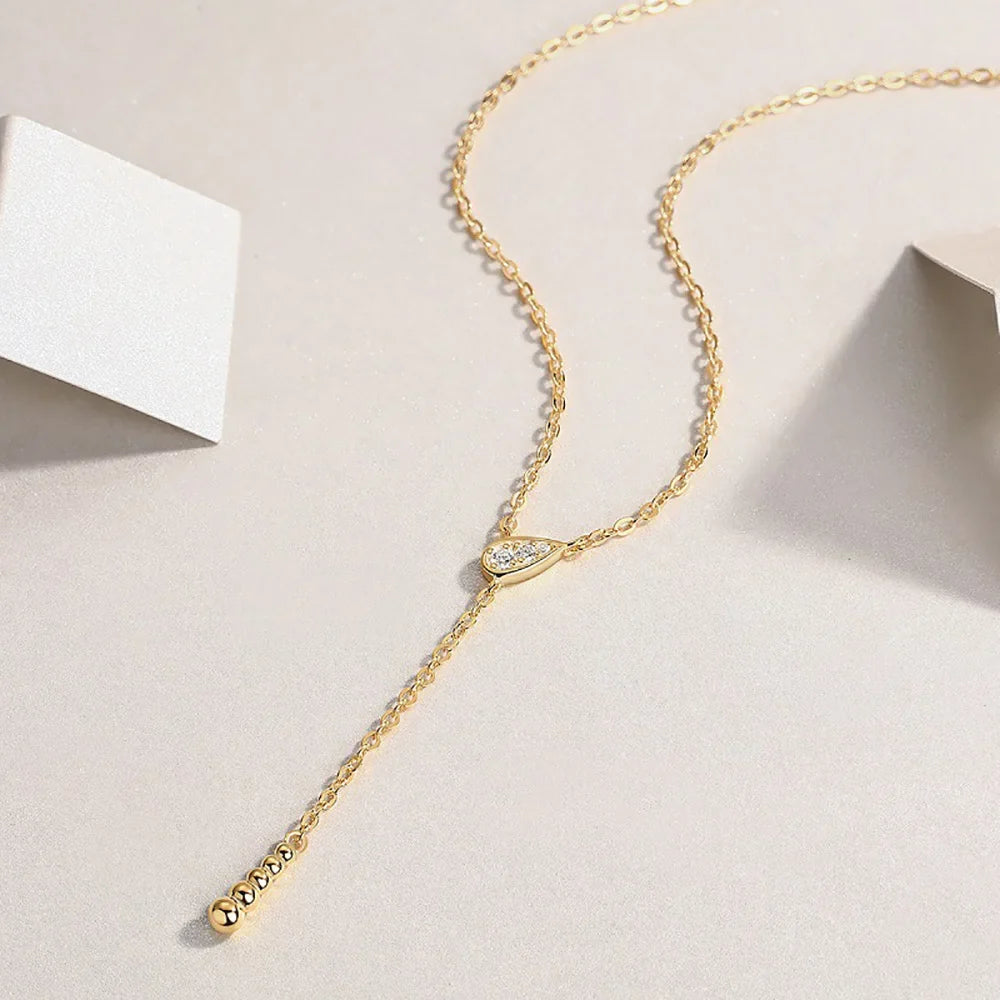Y-shaped Moissanite Pendant Necklace for Women 925 Sterling Silver Plated 18K Gold Neck Chain Birthday Party Gifts Fine Jewelry
