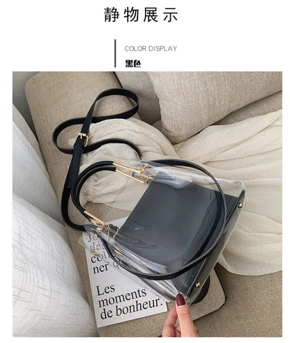 Fashion Transparent Women Shoulder Bag Jelly Candy Summer Beach Handbag for Female Messenger Bags Bolsa Totes Bucket Bag