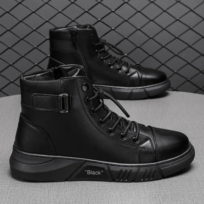 Men Boots Leather Casual Platform Boots Zipper British Style Autumn Winter Fashion Comfortable Mens Shoes Ankle Botas De Hombre