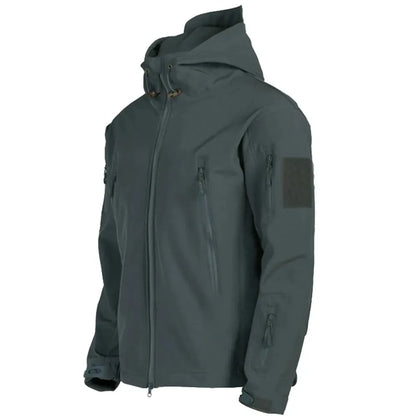 2024 New Fashionable Shark Skin Soft Shell Jacket Men's Tactical Windproof Waterproof Jacket Men's Jacket Hooded Jacket