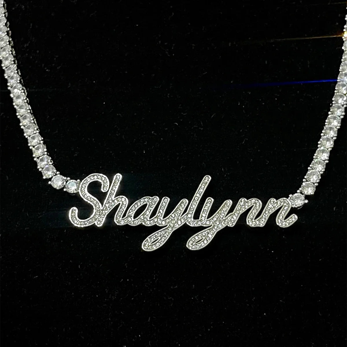 Custom Cursive Letter Pendant Customized Name Necklace for Women Iced Out CZ Zircon Rock Street Hip Hop Jewelry