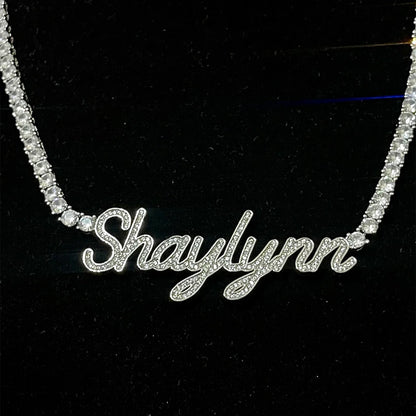 Custom Cursive Letter Pendant Customized Name Necklace for Women Iced Out CZ Zircon Rock Street Hip Hop Jewelry