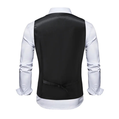New Men Jacquard Splicing Thin Loose Suit Vest Fashion Homme Wedding Dance Party Dress Waistcoat Free with Tie