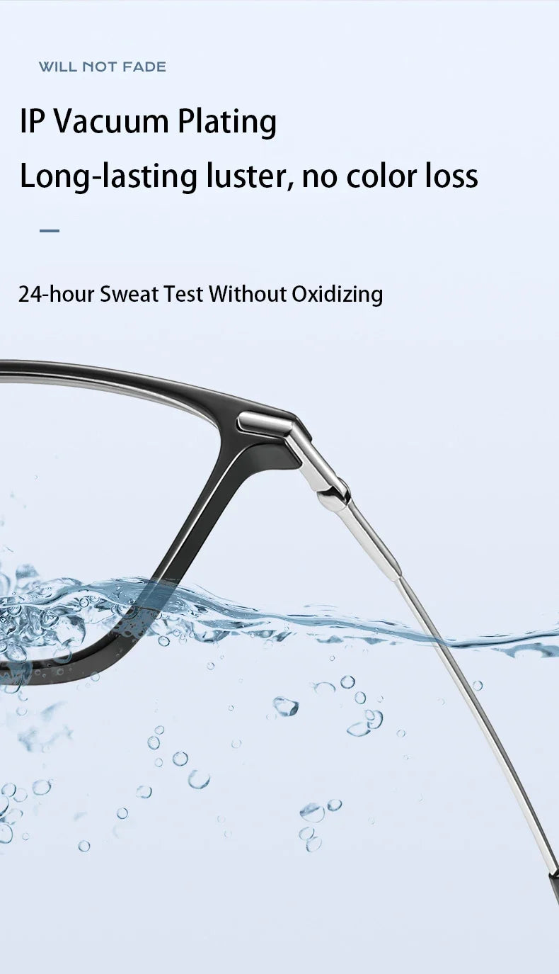 Titanium Classic Men's Square Frames Anti-blue Light Reading Glasses Myopia Can Be Customized Prescription Glasses 007