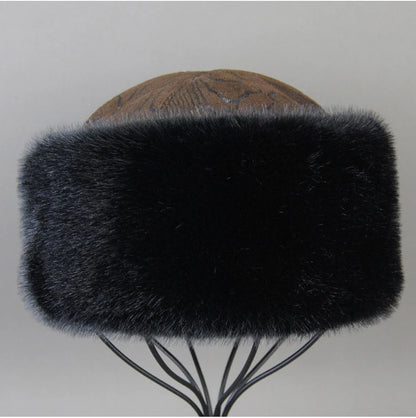 Hot Sale Faux Mink Fur Hat Winter Genuine Baseball Cap Russia Fashion Elegant Lady Warm Faux Fur Ball Straw Hat