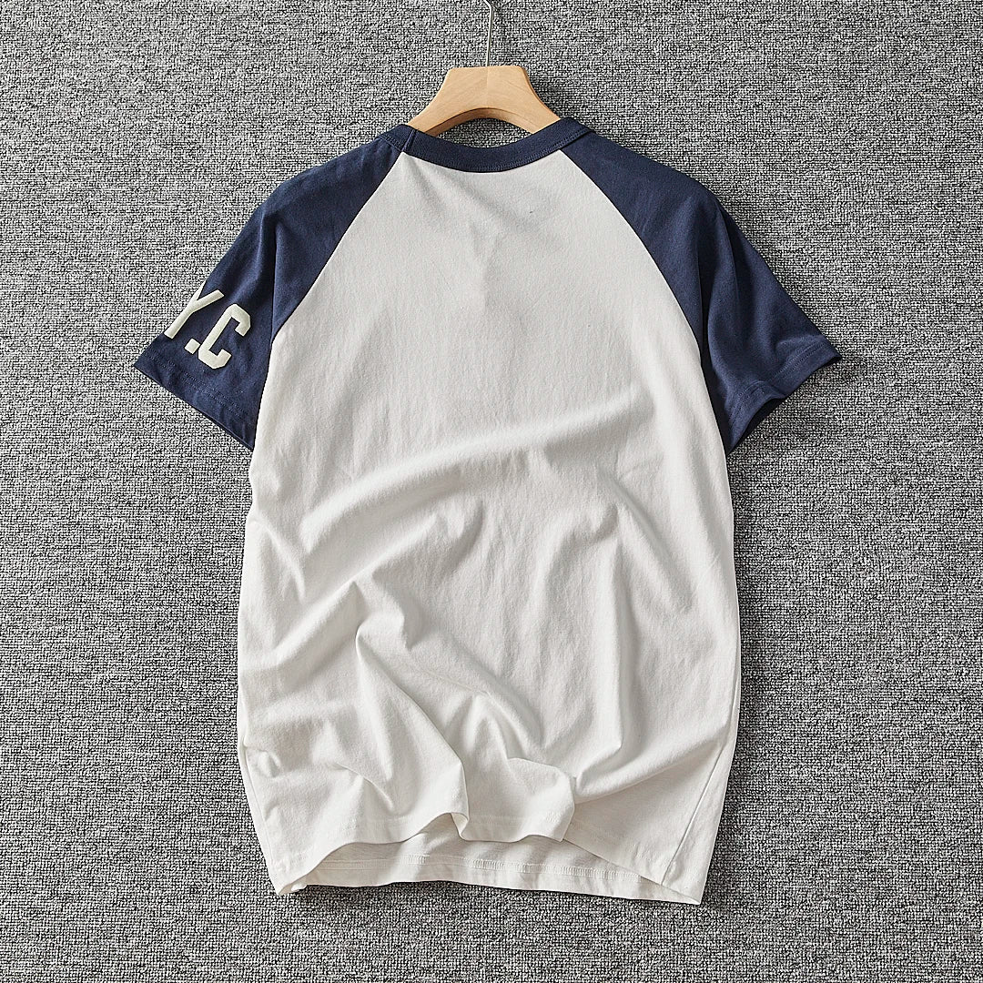 Summer New American Retro Short-sleeved O-neck Letter Printed T-shirt Men's Fashion Simple 100% Cotton Washed Casual Sport Tops