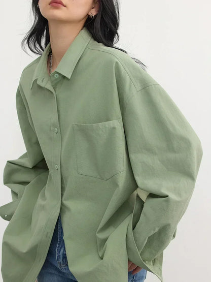 Korean Women's Long-sleeved Shirt Loose Woman Tops Fashion Woman Blouse Office Lady Coat 2025 Spring Autumn Clothing