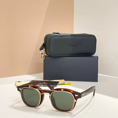 Premium Trendy Polarized Men Women Sun Glasses Vintage Acetate Frames Square Male Couple Eyewear
