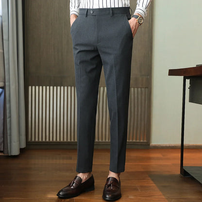 Plus size 40 38 Men Business Solid Suit Pant 2026 Spring Formal Slim Fit Wedding Trouser Mens Brand Fashion Casual Dress Pants