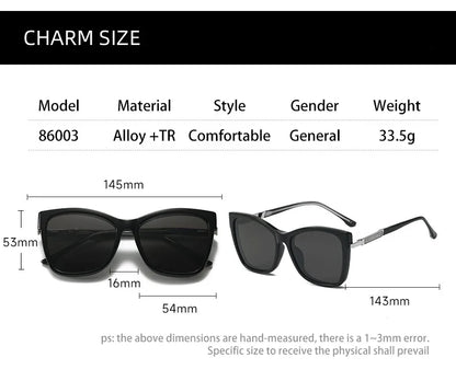 Fashion New Design TR90 Polarized Magnetic Clip-on Sunglasses Men and Women Polarized Sunglasses Optical Myopia Glasses