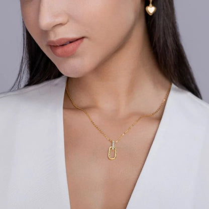 2mm Moissanite Pandent Necklace Adjustable 925 Sterling Silver Paperclip Clavicle Chain for Women Daily Jewelry